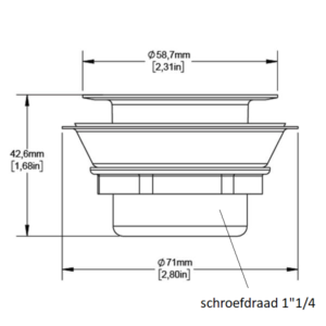 Afvoerplug 38 mm met schroefdraad 1 1/4"